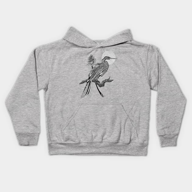 African darter bird Kids Hoodie by Heymerac